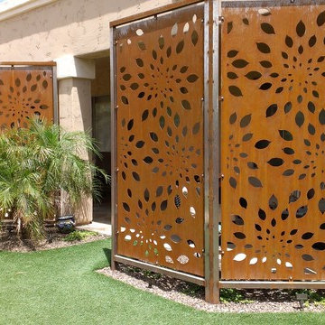 Rusted steel privacy screen
