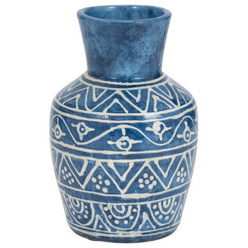 Terracotta, 10"H Vase, Blue