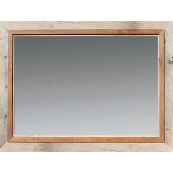 Rustic Mirror, Hobble Creek Style Barnwood With Alder Overlay, 24x30