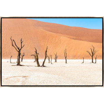 54x36 Namibian Skeleton Trees XV, Framed Artwork, Silver