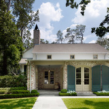 brick facade/ colored doors n windows