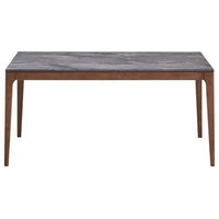 Pemberly Row Contemporary Rectangular Wood Dining Table in Stone/Walnut ...