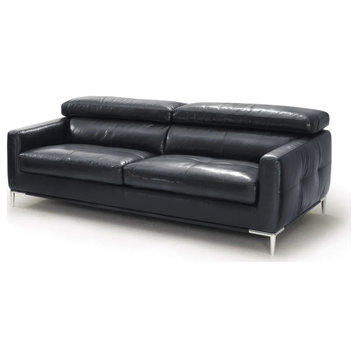 Jennifer Modern Black Leather Sofa