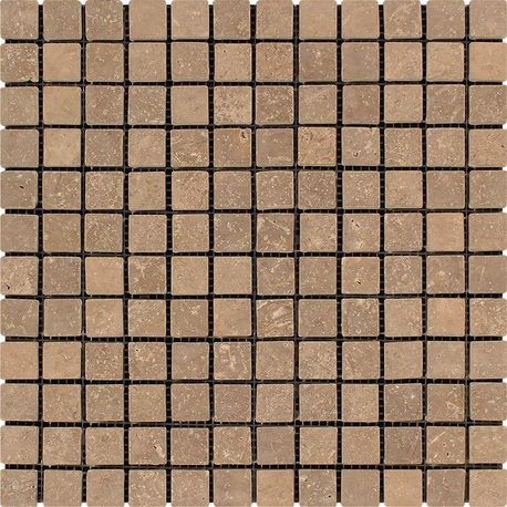 Noce Travertine Mosaic, 1 X 1 Tumbled