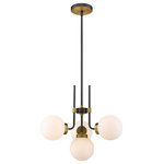Z-Lite - Parsons Four Light Chandelier, Matte Black / Olde Brass - Enhance your favorite room with the rich tones of this four-light chandelier. It's fashioned with a matte black and olde brass finish and opal shades that deliver all the warm glow you want. It will add a touch of ambient brilliance to any space in the home whether it's the dining room foyer or kitchen.