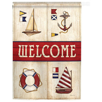 Beach & Nautical Sailing Collage 2-Sided Vertical Impression House Flag