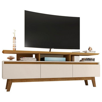 Yonkers 70.86 Tv Stand, Off White and Cinnamon
