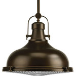 Progress - Progress P5197-108 One Light Pendant - The Fresnel one-light pendant has an antique-inspired Fresnel glass lens, industrial roots in form and function.  Brushed Nickel finish Fresnel glass lens Antique inspired No. of Rods: 5Shade Included: TRUERod Length(s): 15.00Warranty: 1 Year Warranty* Number of Bulbs: 1*Wattage: 100W* BulbType: Medium Base* Bulb Included: No