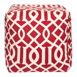 Red Geometric Pouf - Floor Pillows And Poufs