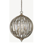 Uttermost - Uttermost 22031 Vicentina - Six Light Spehe Pendant - A Statement Of Sumptuous Elegance, A Sphere Of Beveled Crystals Enhanced With Burnished Silver Champagne Leaf Finish, Presenting A Modern Update Of Traditional Sophisticated Elements.Vicentina Six Light Spehe Pendant Burnished Silver Champagne Leaf *UL Approved: YES *Energy Star Qualified: n/a  *ADA Certified: n/a  *Number of Lights: Lamp: 6-*Wattage:60w E12 bulb(s) *Bulb Included:No *Bulb Type:E12 *Finish Type:Burnished Silver Champagne Leaf