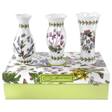 Portmeirion Botanic Garden Set of 3 Mini Vases (Assorted Motifs)