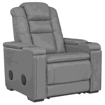 Benzara BM263459 Power Recliner With Bluetooth Speakers and USB Charging, Gray