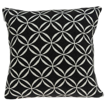 20"x7"x20" Transitional Black Pillow Cover With Poly Insert