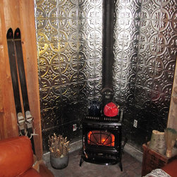 Antique Fireplace Surround with Tin Tiles - Home Decor