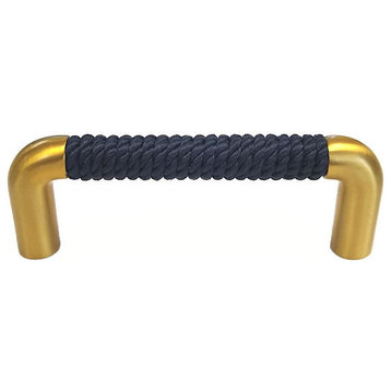 Nautiluxe Nautical Rope Drawer Pull, Navy/Satin Brass
