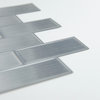 Metro Brushed Silver Peel & Stick Backsplash Tiles, Panel