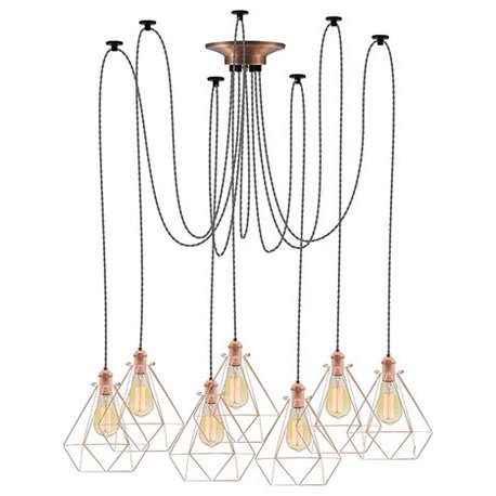 Copper Gemetric Shade Chandelier