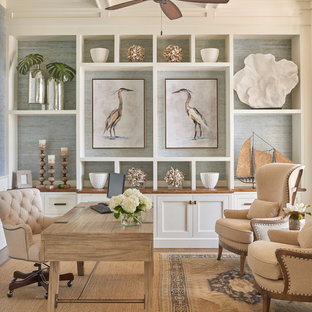 This is an example of a coastal home office and library in Atlanta.