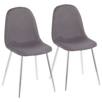 Pebble Chairs, Set of 2, Chrome, Charcoal Fabric