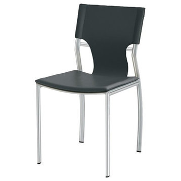 Nuevo Lisbon Leather Dining Side Chair in Black