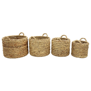 Brown Dried Plant Coastal Storage Basket Set of 4 17", 15", 13", 11"W