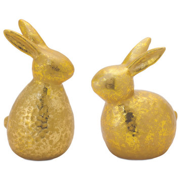 Gold Rabbit Decor, 2-Piece Set
