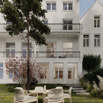 Rear façade with monotone plaster