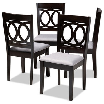 Baxton Studio Lenoir Fabric and Wood Dining Chairs in Gray and Brown (Set of 4)