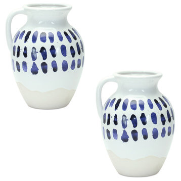 Ceramic Pitcher Vase, 2-Piece Set