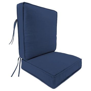 Boxed Edge With Piping Chair Cushion, Blue color