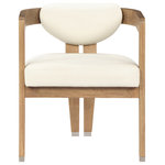 Meridian Furniture - Carlyle Faux Leather Upholstered Dining Chair, Cream, Natural Finish - Bring a bold makeover to the dining area with this stunning cream dining chair from Meridian Furniture's Carlyle collection. Crafted from solid rubber wood with a wire blushed natural finish, this contemporary dining chair is sure to be a conversation starter for all who behold it. A soft cream vegan leather cushion and backrest provides comfort while you sit, and brushed chrome accents add a pop of color to the chair. The chair's contemporary design will fit right at home in your modern living space.