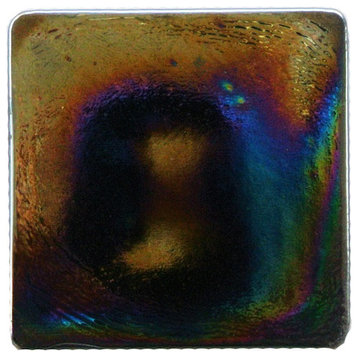 Atmosphere 2 in x 2 in 100% Recycled Glass Square Tile in Iridescent Black Pearl