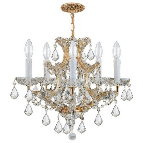 Maria Theresa 6 Light Swarovski Strass Crystal Gold Mini Chandelier