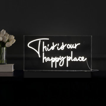 This Is Your Happy Place 19.6" X 10.1" Acrylic Box USB LED Neon Light, White