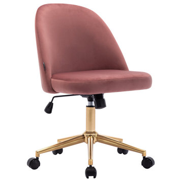 Chic Minimalist Desk Chair, Pink-Velvet