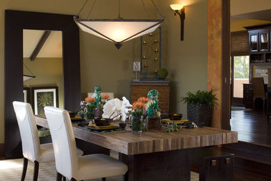 Example of a tuscan dining room design in San Francisco with green walls