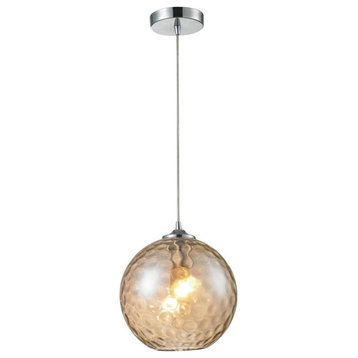 Watersphere 1-Light Champagne Pendant, Polished Chrome