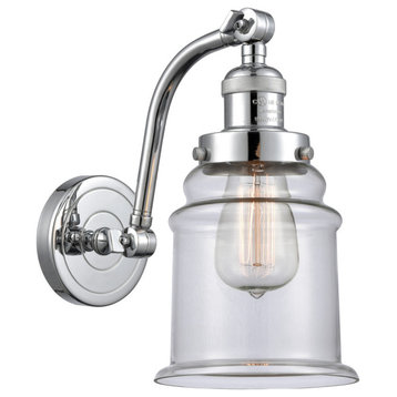1-Light Dimmable LED Canton 6.5" Sconce, Polished Chrome, Glass: Clear