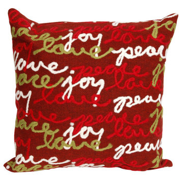 Peace Love Joy Red Pillow - 20" SQ