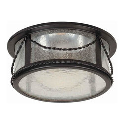 Hampton Bay - Hampton Bay 6 in. Oil Rubbed Bronze Recessed Deco Trim with Seeded Glass Shade - Flush-mount Ceiling Lighting