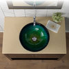 Nature Series 17" Round Green Glass Vessel 19mm thick Bathroom Sink