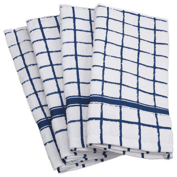 Windowpane Terry Dishtowel Blue, Set of 4