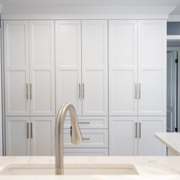 Custom White Kitchen with Calacatta Azulean Quartz Countertops