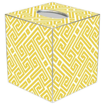 TB8007-Yellow Fret  Tissue Box Cover