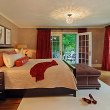 red curtains