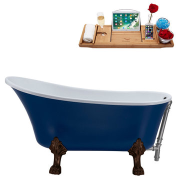 55" Streamline NAA369ORB-BGM Clawfoot Tub and Tray With External Drain