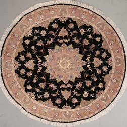Round Persian Tabriz rug 5' diameter - Area Rugs