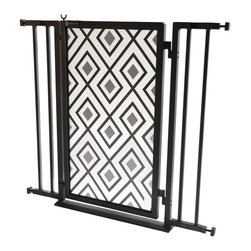 Fusion Gates - Fusion Gate with Gray Diamonds Design, Black, 32"-36" - Baby Gates And Child Safety