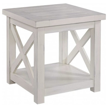 Homestyles Seaside Lodge Wood End Table in Off White