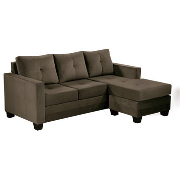 Emma Sofa Chaise Collection, Coffee, Reversible Sofa Chaise